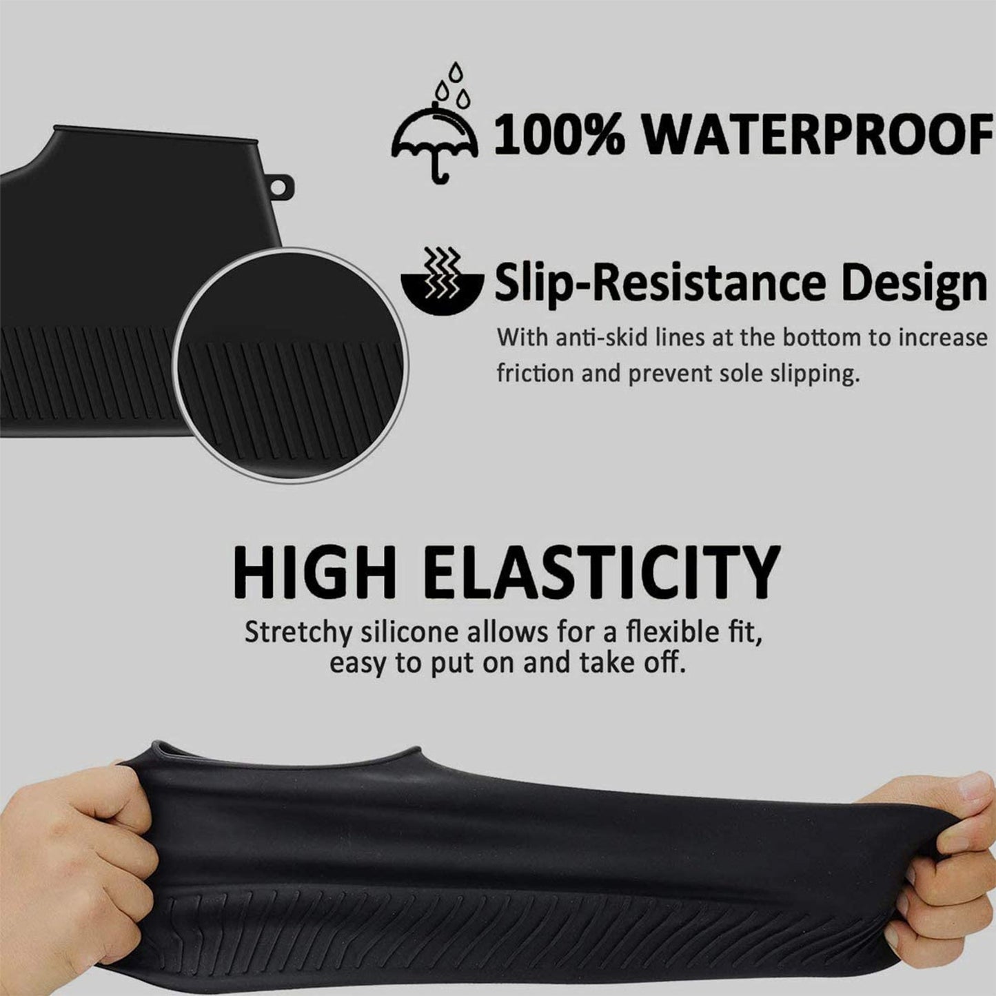 Non - Slip Waterproof Silicone Shoe Cover, Large - infinityexculsivestore.com