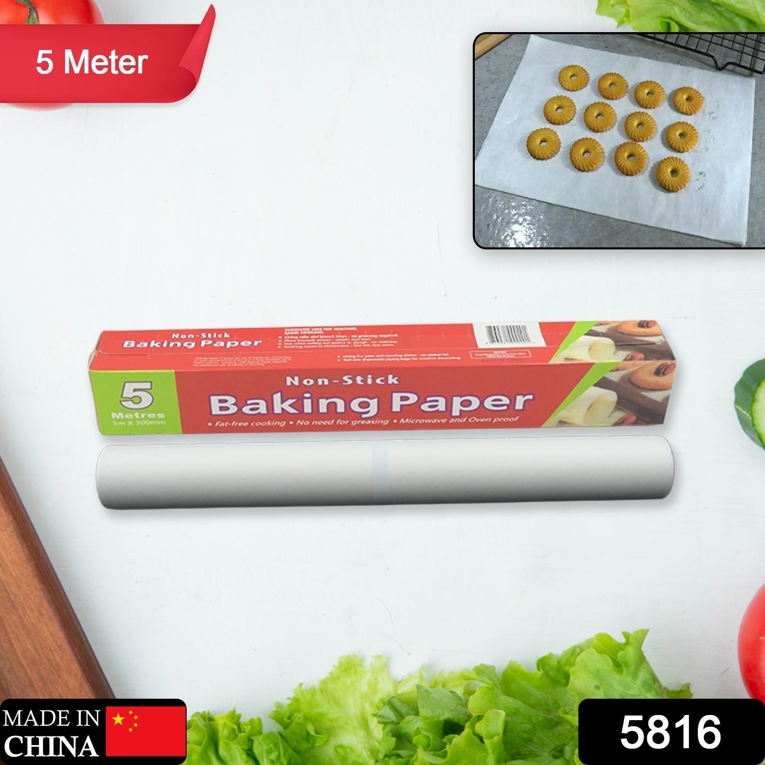 Non - Stick Parchment Paper: Easy Cleanup for Baking, Grilling & More (Microwave & Oven Safe / 5 MTR) - infinityexculsivestore.com