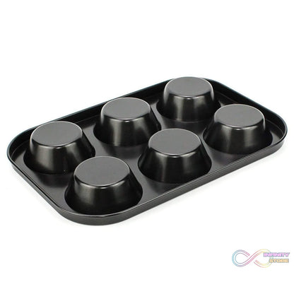 Quality non-stick tray for baking 6 cupcakes.