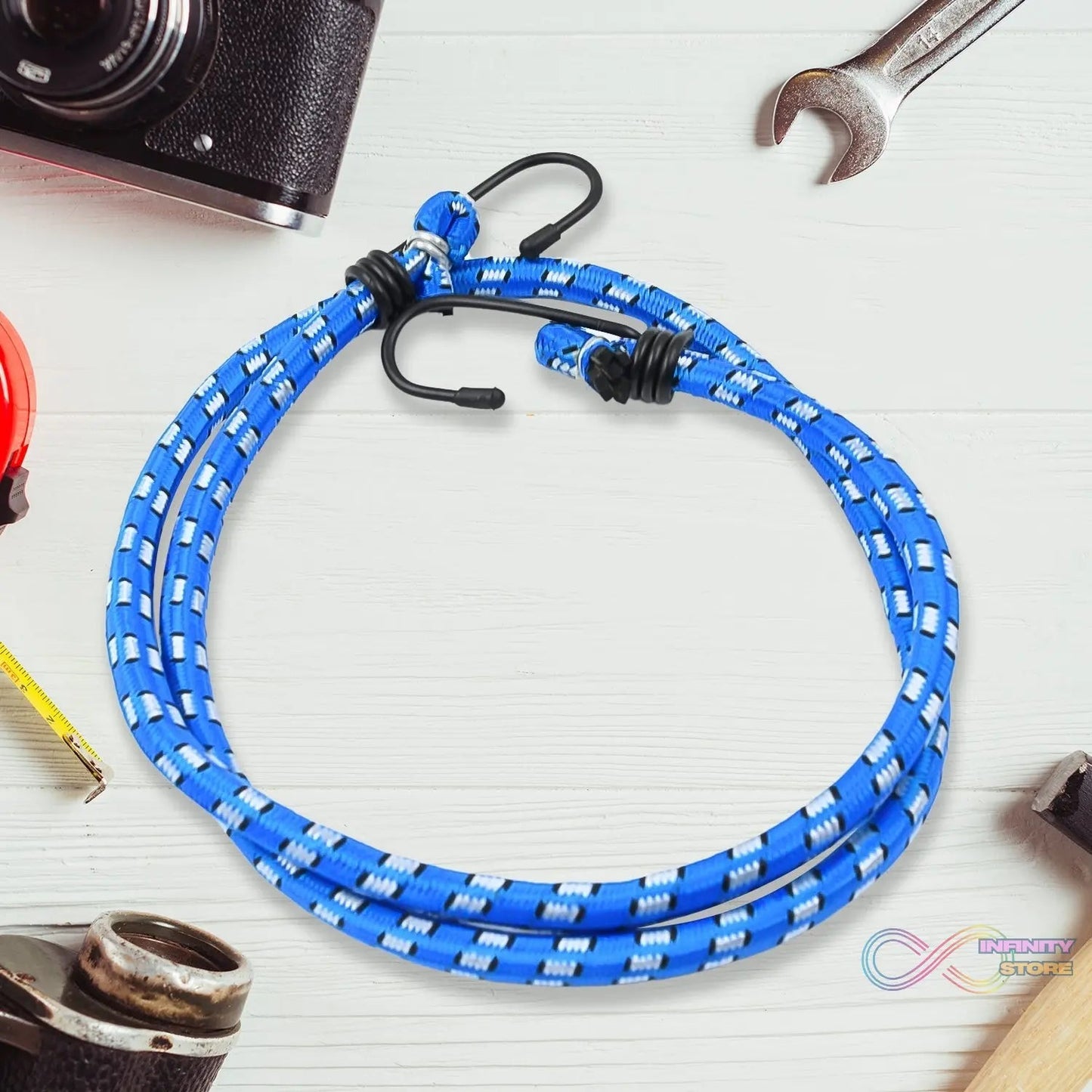 Nylon Elastic Tying Rope with Hooks (1 Pc / 1 Mtr.) - infinityexculsivestore.com