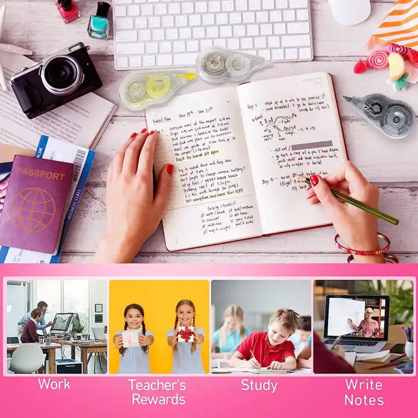 Office Correction Tape Easy to Use Applicator for Timely Correction of Writings Correction Available for School, Homework Modify Office Supplies (1 pc) - infinityexculsivestore.com