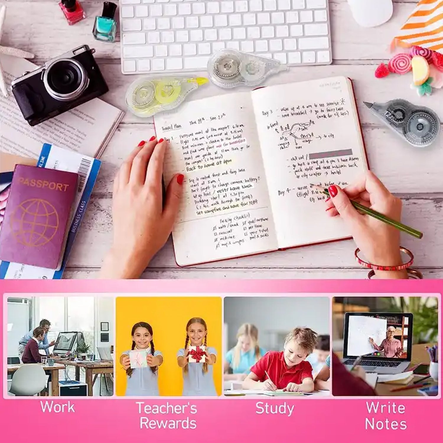 Office Correction Tape Easy to Use Applicator for Timely Correction of Writings Correction Available for School, Homework Modify Office Supplies (1 pc) - infinityexculsivestore.com