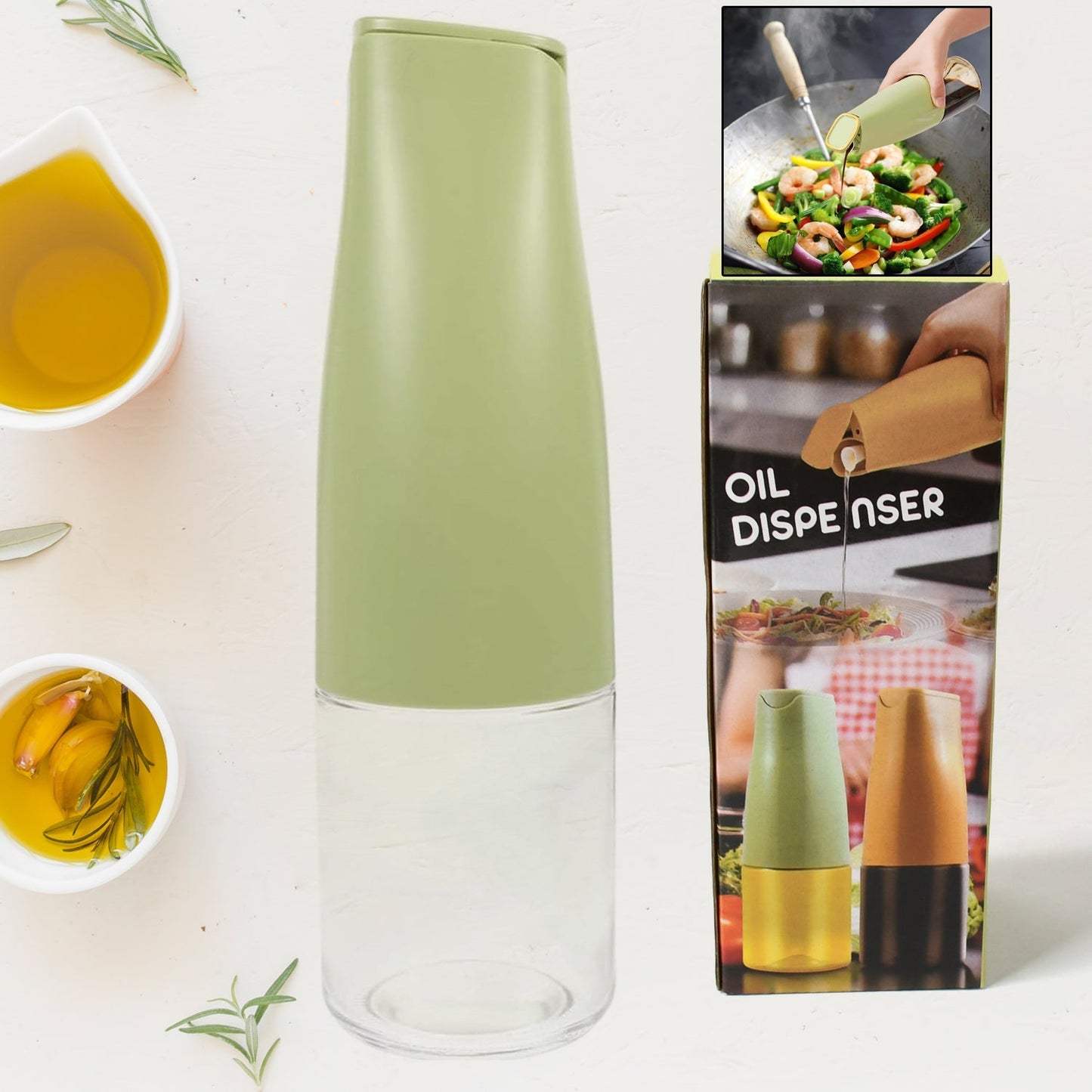 Oil Dispenser, 500ml Cooking Oil Dispensing Cruets, Oil Bottle with Automatic Open Lid, Cooking Oil Bottle for Kitchen Grilling Frying (500 ML) - infinityexculsivestore.com