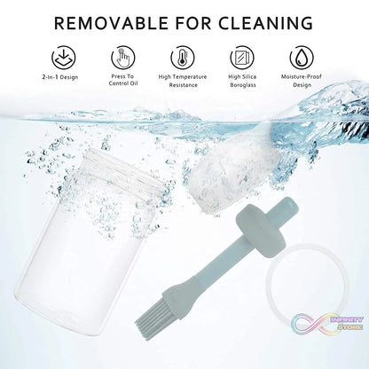 Oil Dispenser with Silicone Oil Brush (1 Pc / With Brush / 250 ML Approx) - infinityexculsivestore.com