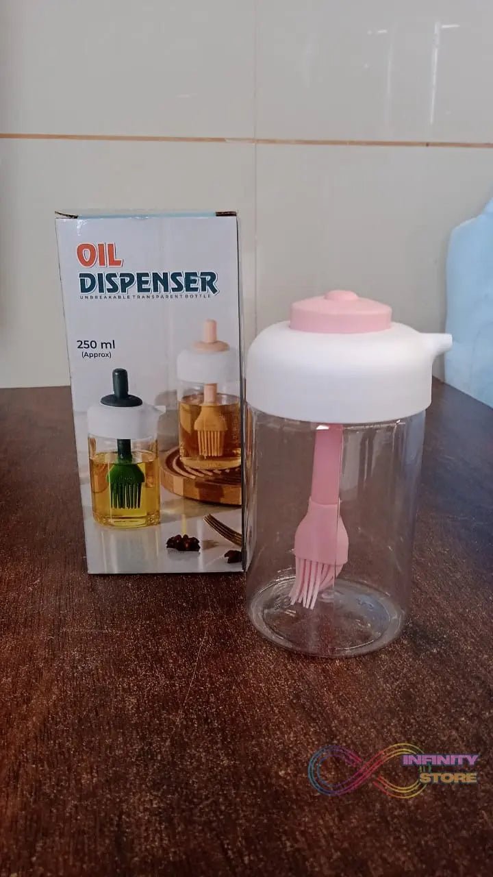 Oil Dispenser with Silicone Oil Brush (1 Pc / With Brush / 250 ML Approx) - infinityexculsivestore.com