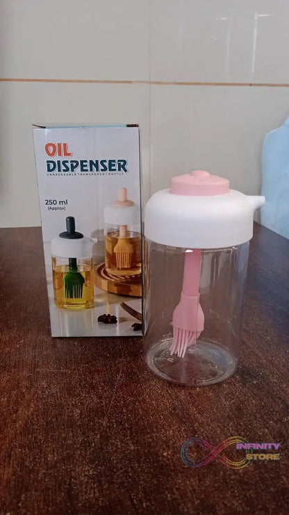Oil Dispenser with Silicone Oil Brush (1 Pc / With Brush / 250 ML Approx) - infinityexculsivestore.com