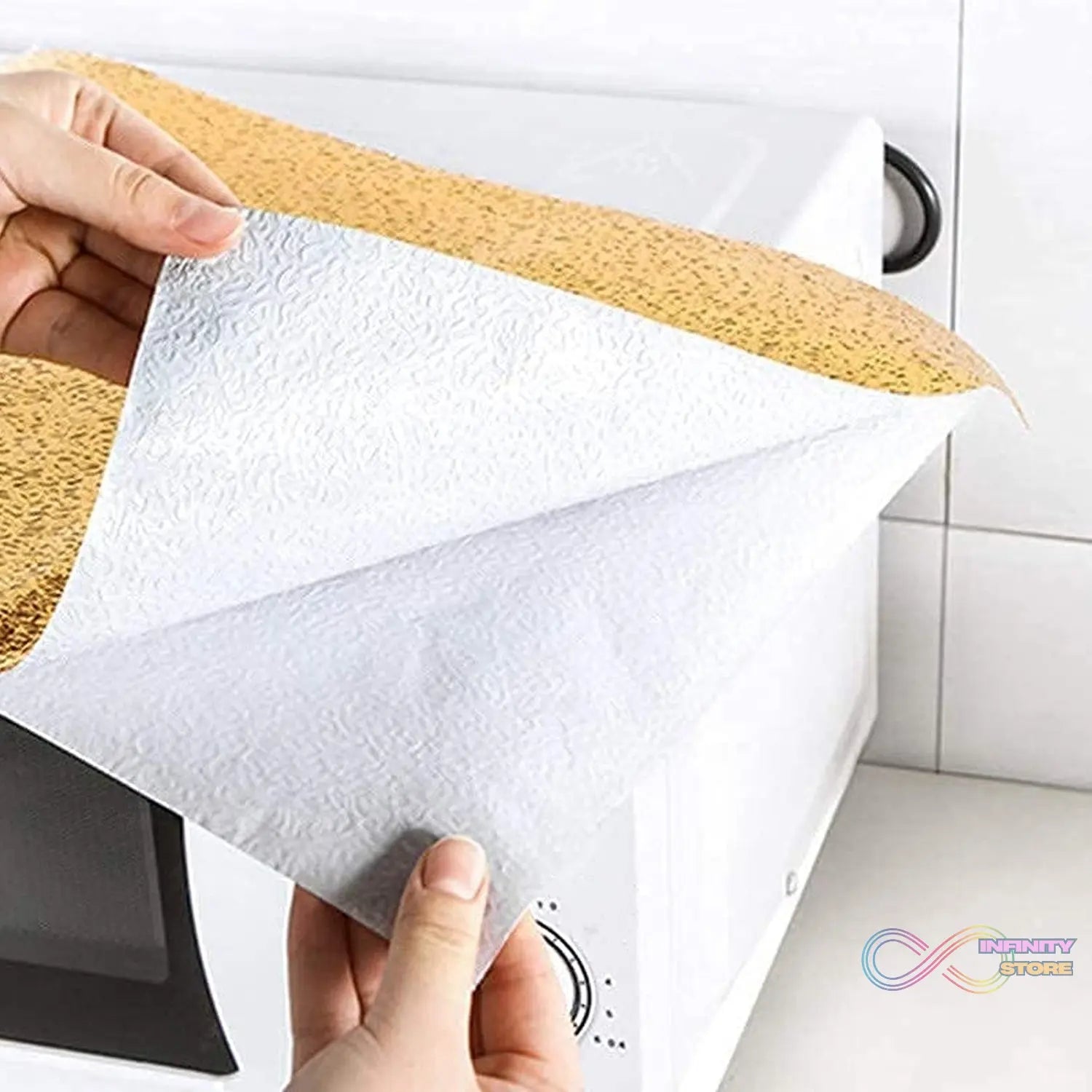 Oil Proof Sticker, Waterproof Self Adhesive Aluminum Foil Wallpaper (60 cm×2m / Golden / 1 Pc) - infinityexculsivestore.com