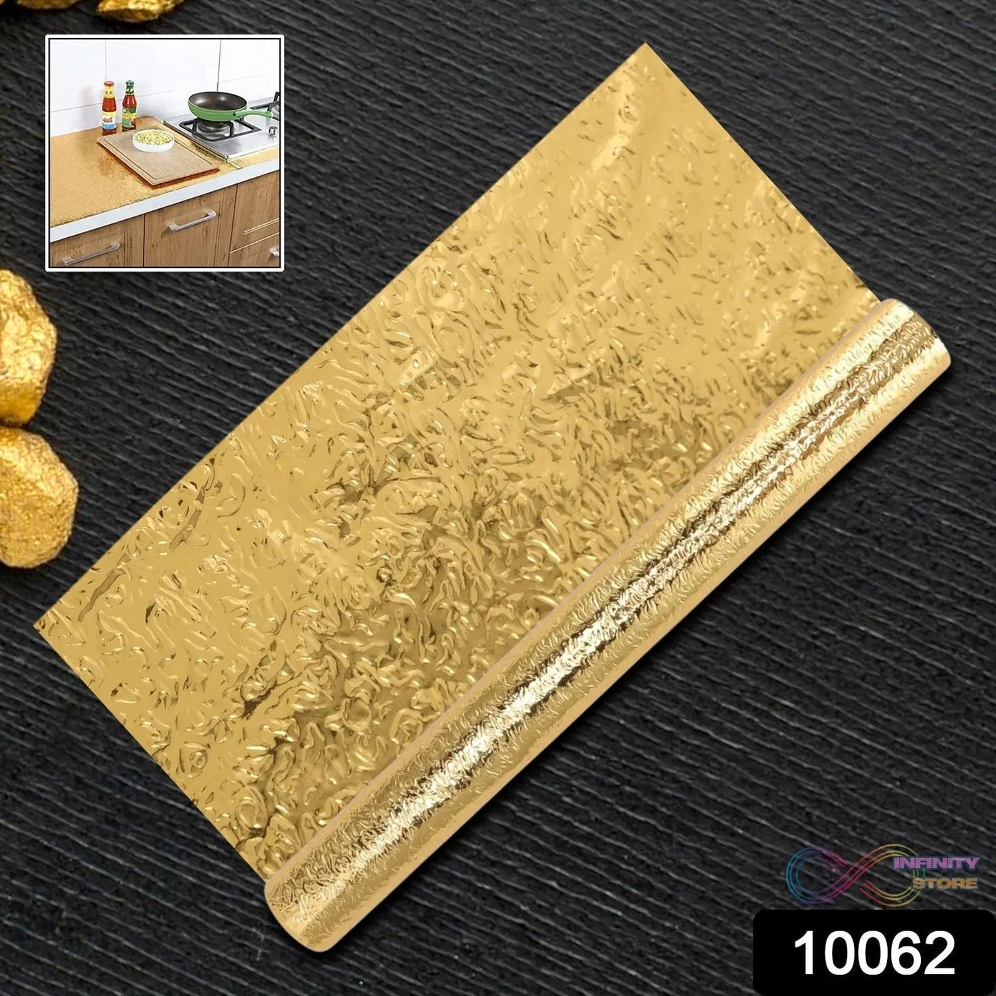 Oil Proof Sticker, Waterproof Self Adhesive Aluminum Foil Wallpaper (60 cm×2m / Golden / 1 Pc) - infinityexculsivestore.com