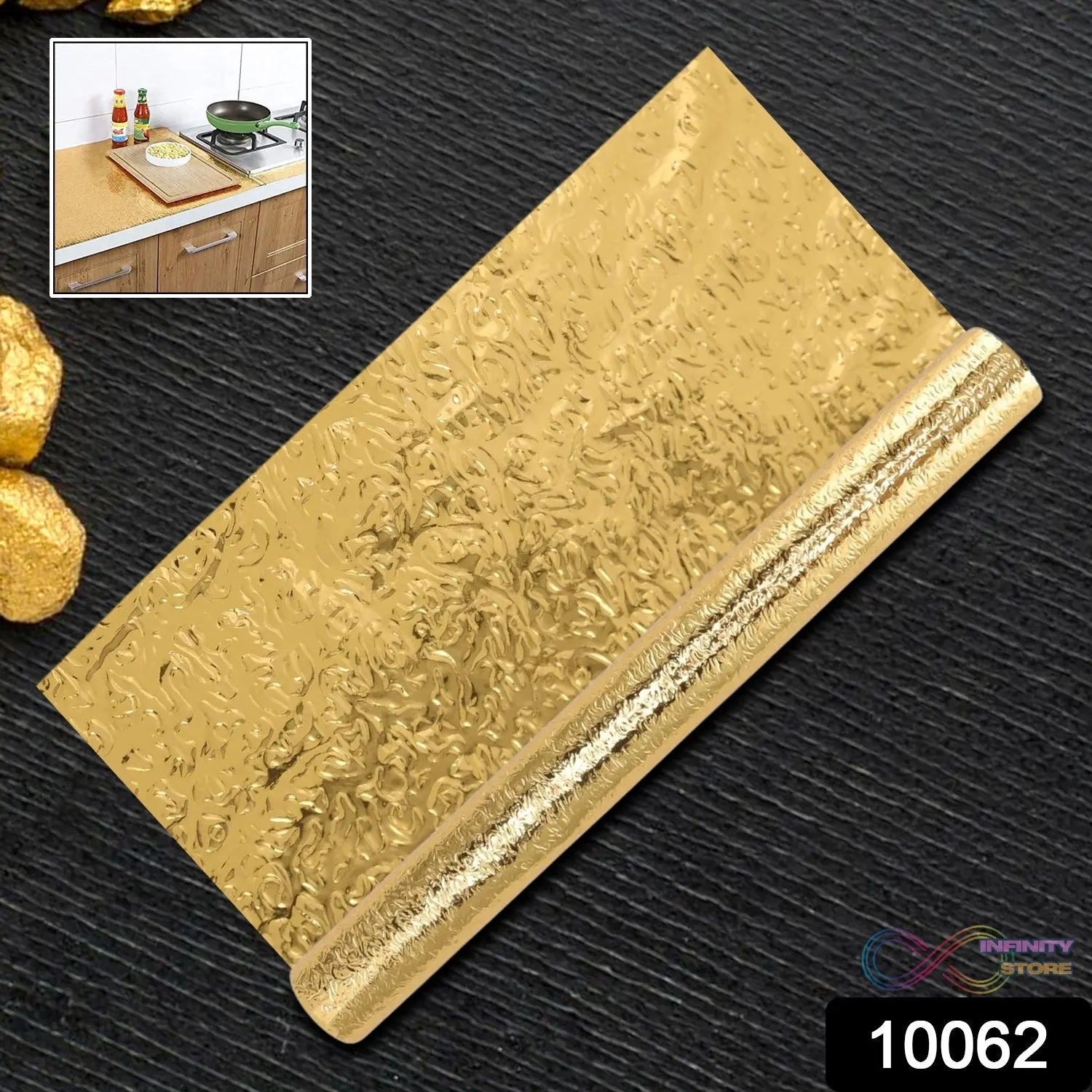 Oil Proof Sticker, Waterproof Self Adhesive Aluminum Foil Wallpaper (60 cm×2m / Golden / 1 Pc) - infinityexculsivestore.com