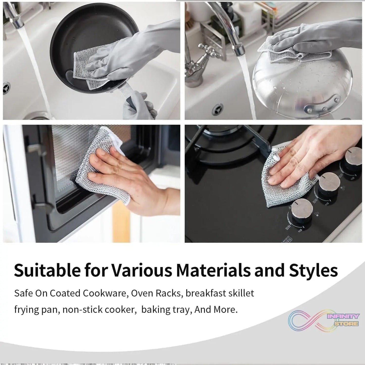 One - Sided Multipurpose Microfiber Cloths, Scrubber (1 Pc / 20x20 Cm) - infinityexculsivestore.com