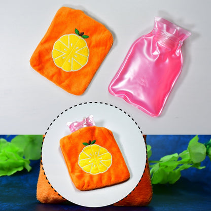 Orange small Hot Water Bag with Cover for Pain Relief, Neck, Shoulder Pain and Hand, Feet Warmer, Menstrual Cramps. - infinityexculsivestore.com