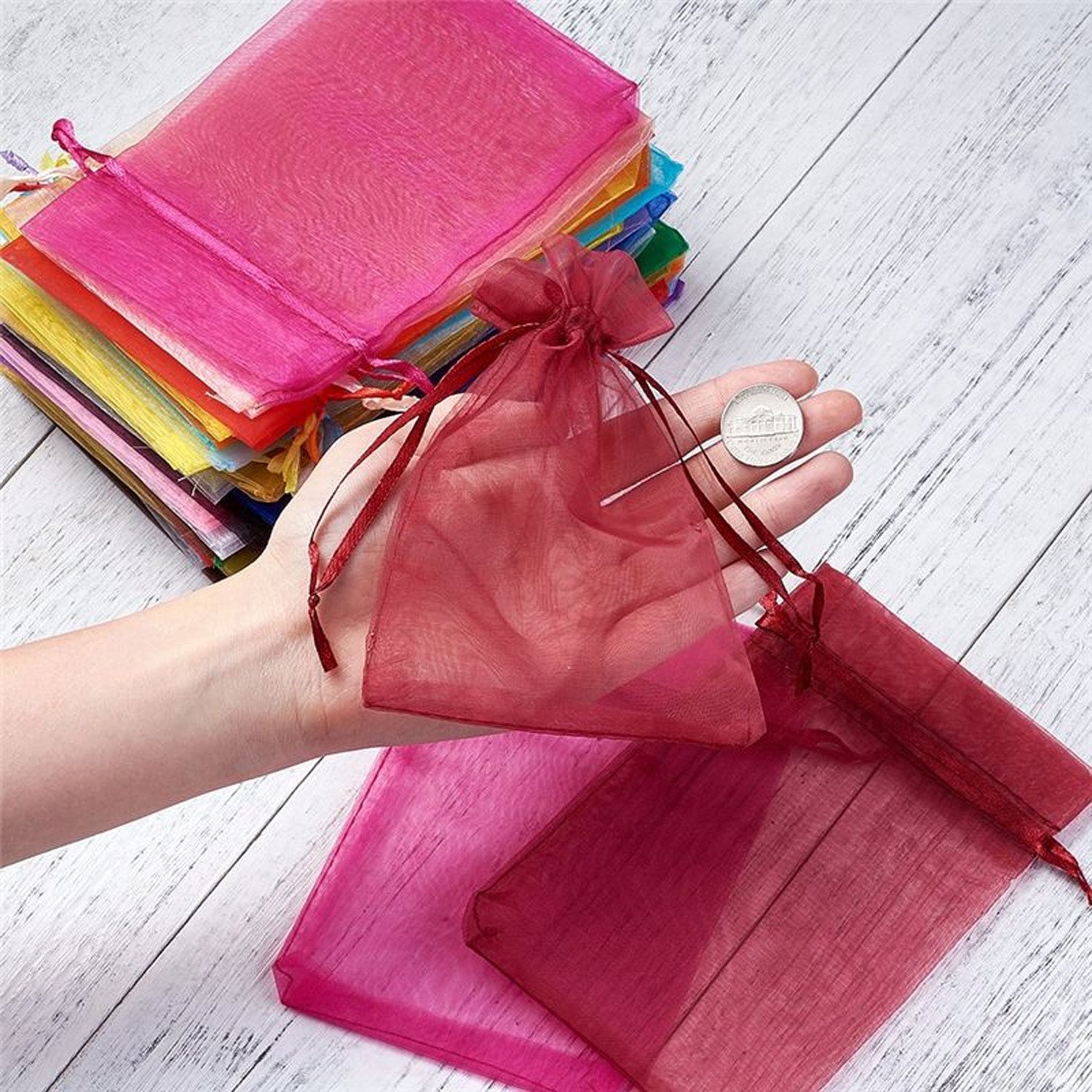 Organza Gift Bags Small Mesh Bags Drawstring Gift Bags Christmas Drawstring Organza Gift Bags, Wedding Party Festival Gift Bags (50 Pcs Set) - infinityexculsivestore.com