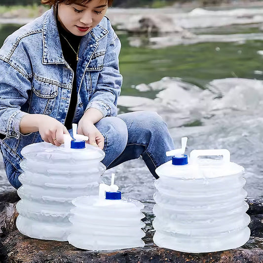 Outdoor Camping Collapsible Portable Water Container with Carry Handle Tap Valve Large Food Grade - infinityexculsivestore.com