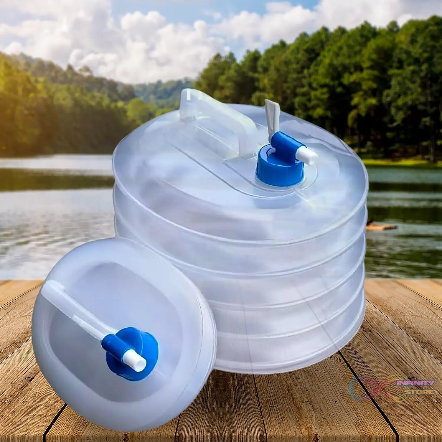 Outdoor Camping Collapsible Portable Water Container with Carry Handle Tap Valve Large Food Grade - infinityexculsivestore.com