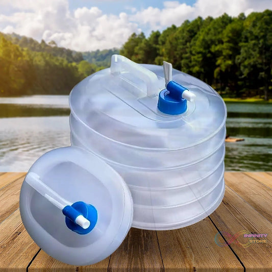 Outdoor Camping Collapsible Portable Water Container with Carry Handle Tap Valve Large Food Grade - infinityexculsivestore.com