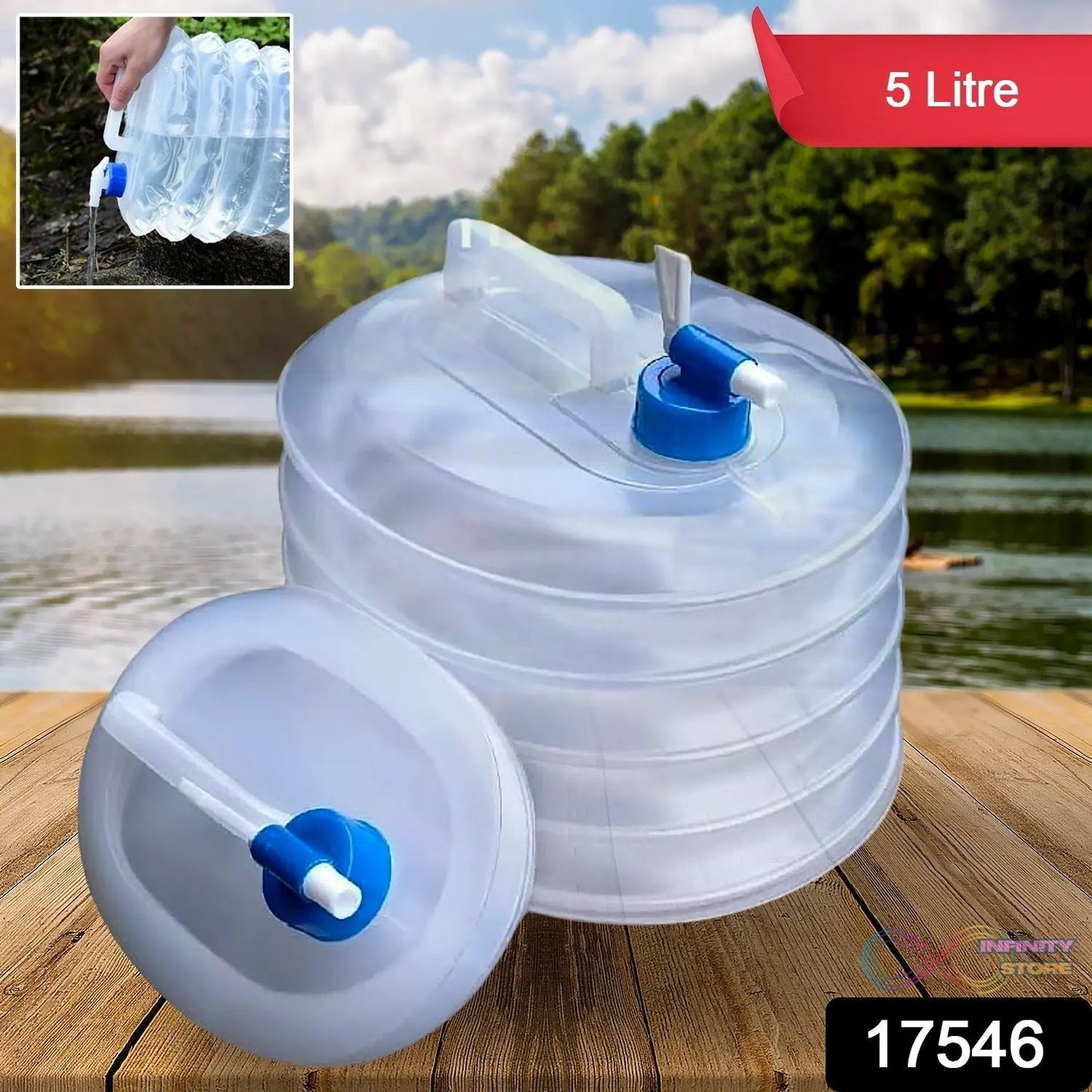 Outdoor Camping Collapsible Portable Water Container with Carry Handle Tap Valve Large Food Grade - infinityexculsivestore.com
