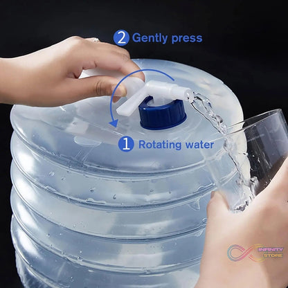 Outdoor Camping Collapsible Portable Water Container with Carry Handle Tap Valve Large Food Grade - infinityexculsivestore.com