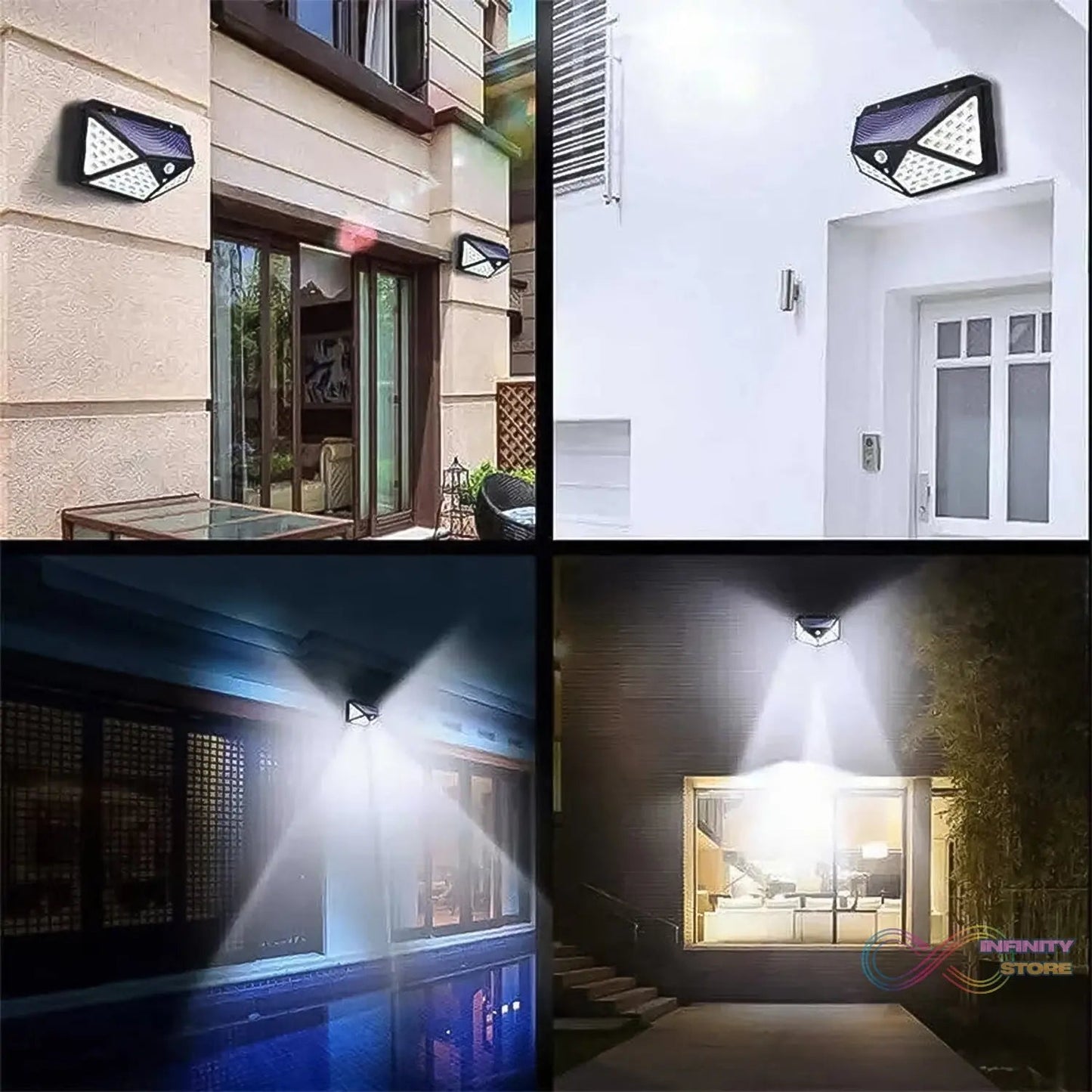 Outdoor Solar Lamp 100 LED Solar Light PIR Motion Sensor Wall Light ( 1 Pc) - infinityexculsivestore.com