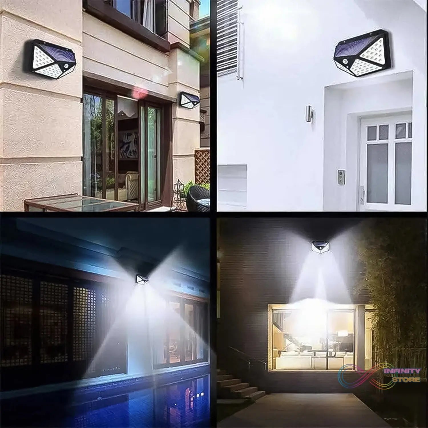 Outdoor Solar Lamp 100 LED Solar Light PIR Motion Sensor Wall Light ( 1 Pc) - infinityexculsivestore.com