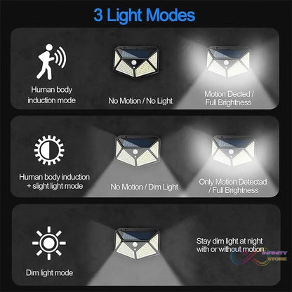 Outdoor Solar Lamp 100 LED Solar Light PIR Motion Sensor Wall Light ( 1 Pc) - infinityexculsivestore.com