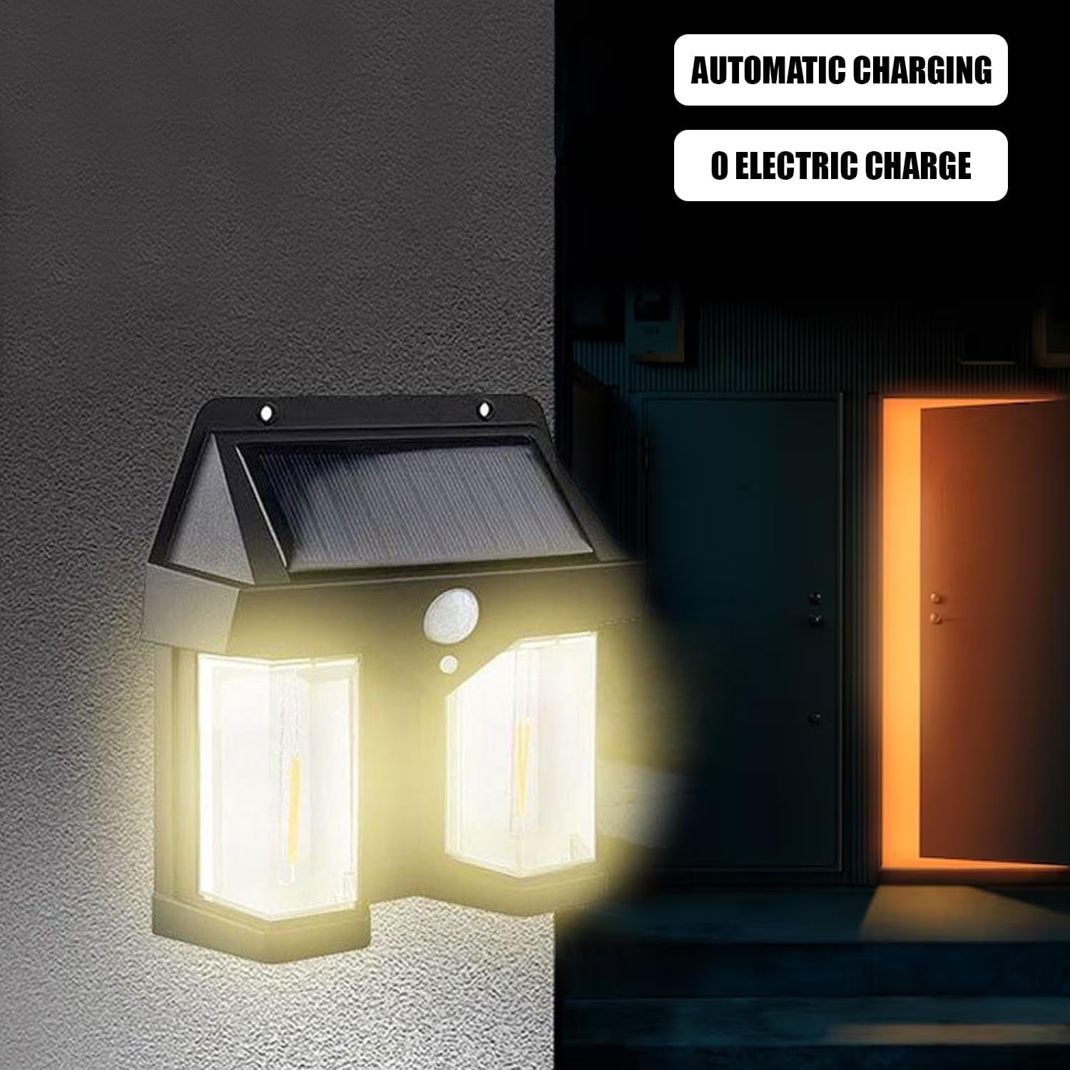 Outdoor Solar Wall Lamp Outdoor Waterproof High Quality Lamp Induction Garden Lamp Garden Villa Night Lamp Double Lamp Light (1 Pc) - infinityexculsivestore.com