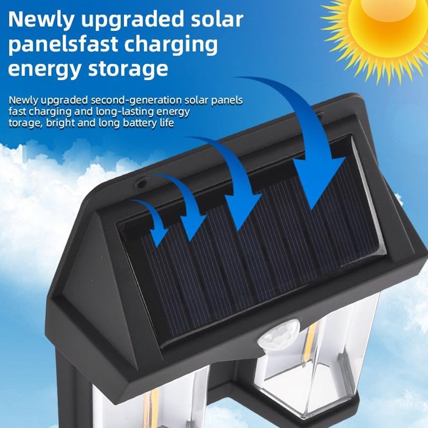 Outdoor Solar Wall Lamp Outdoor Waterproof High Quality Lamp Induction Garden Lamp Garden Villa Night Lamp Double Lamp Light (1 Pc) - infinityexculsivestore.com
