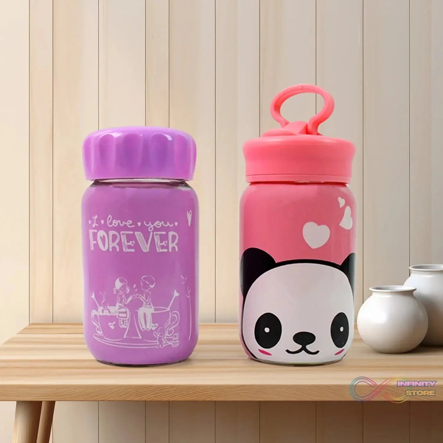 Outdoor Sport Glass Water Bottle (340 ML / 1 Pc / Mix Design) - infinityexculsivestore.com