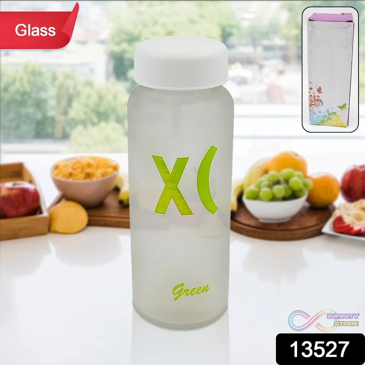 Outdoor Sport Glass water bottle (450 ML Approx / Mix Color / Design) - infinityexculsivestore.com