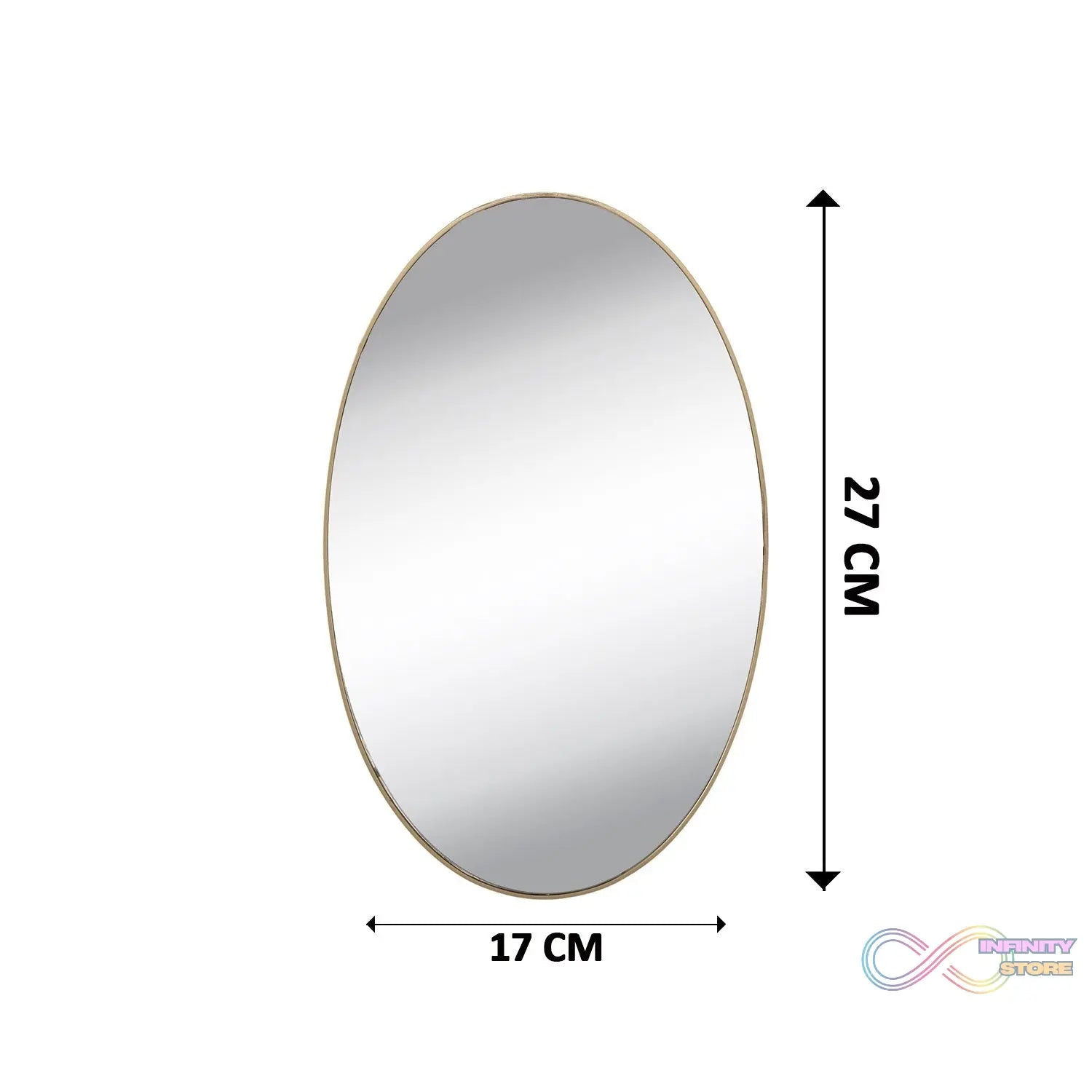 Oval-shaped 3D mirror sticker for decorative wall use.