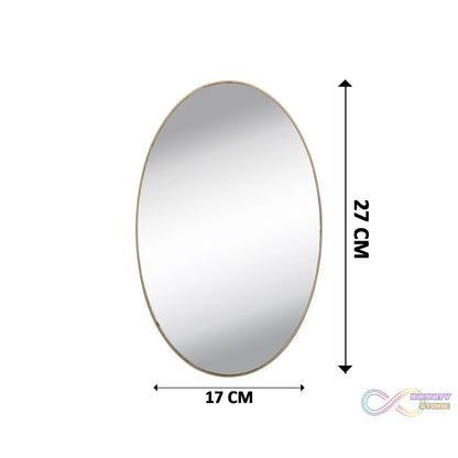 Oval-shaped 3D mirror sticker for decorative wall use.