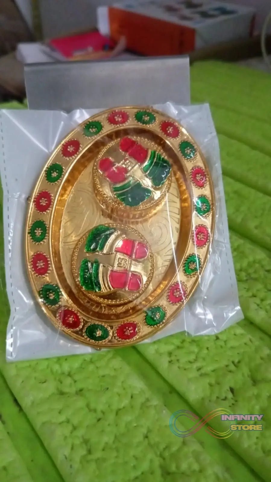 Oval Shape Special Puja Thali (1 Pc / Mix Design) - infinityexculsivestore.com