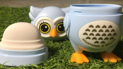 Owl Theme Pencil Sharpner and Eraser 2 in 1 Combo For Kids (Blue) - infinityexculsivestore.com