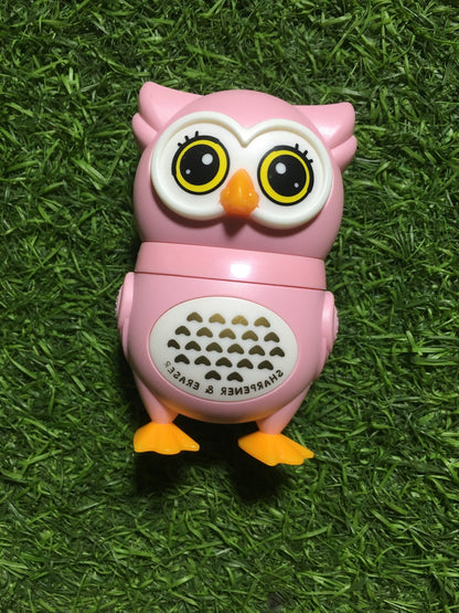 Owl Theme Pencil Sharpner and Eraser 2 in 1 Combo For Kids (Pink) - infinityexculsivestore.com