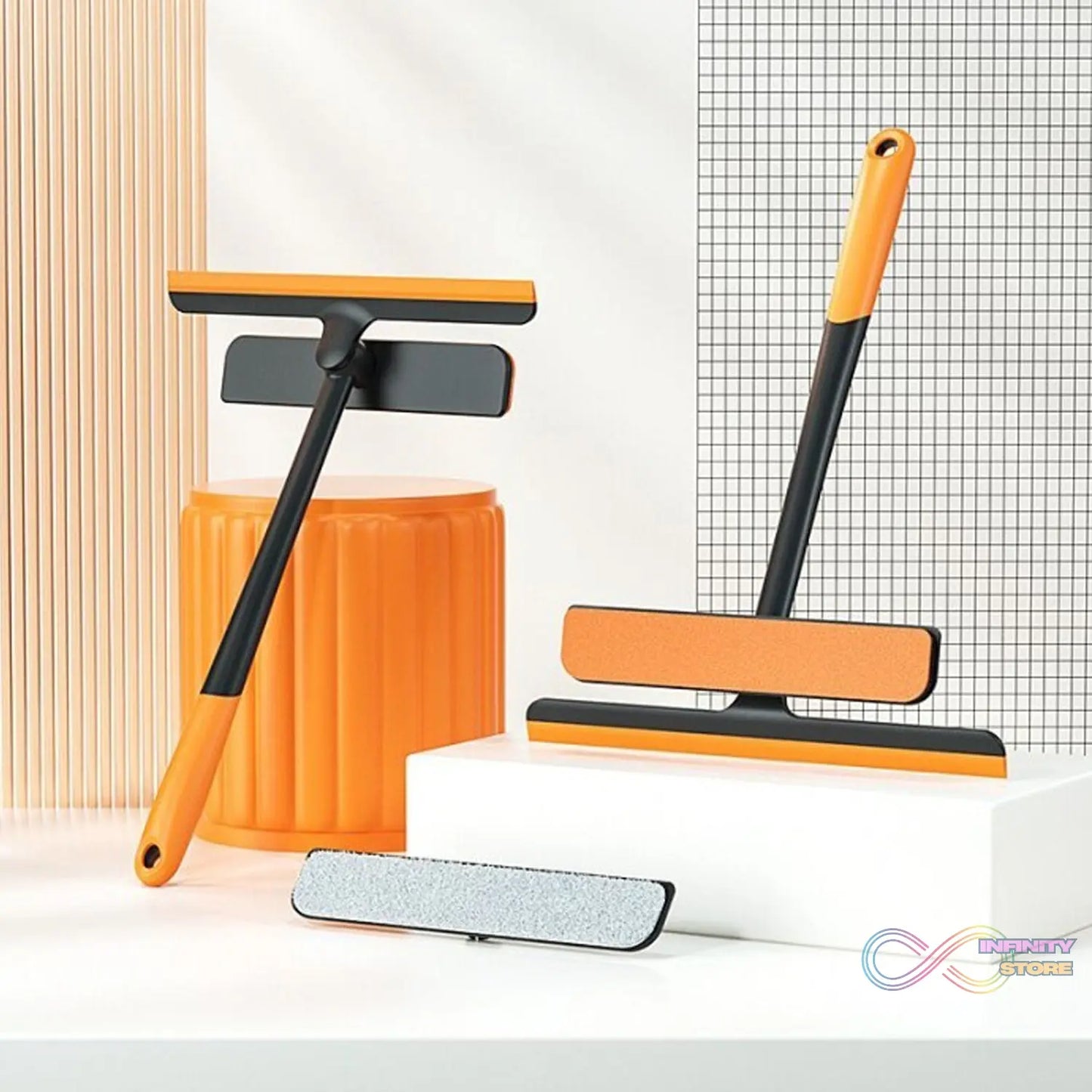 3-in-1 rotatable brush for cleaning glass and floors