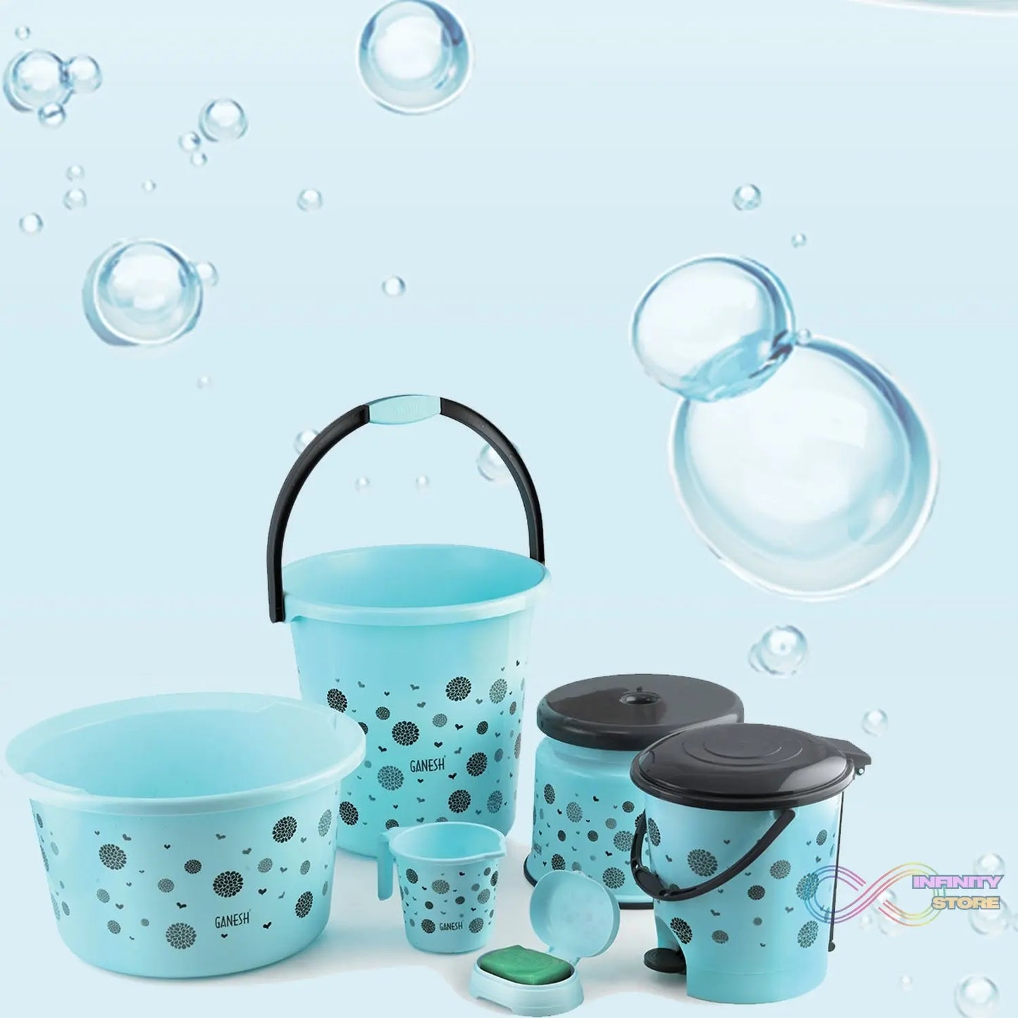 6-piece plastic bathroom accessories set