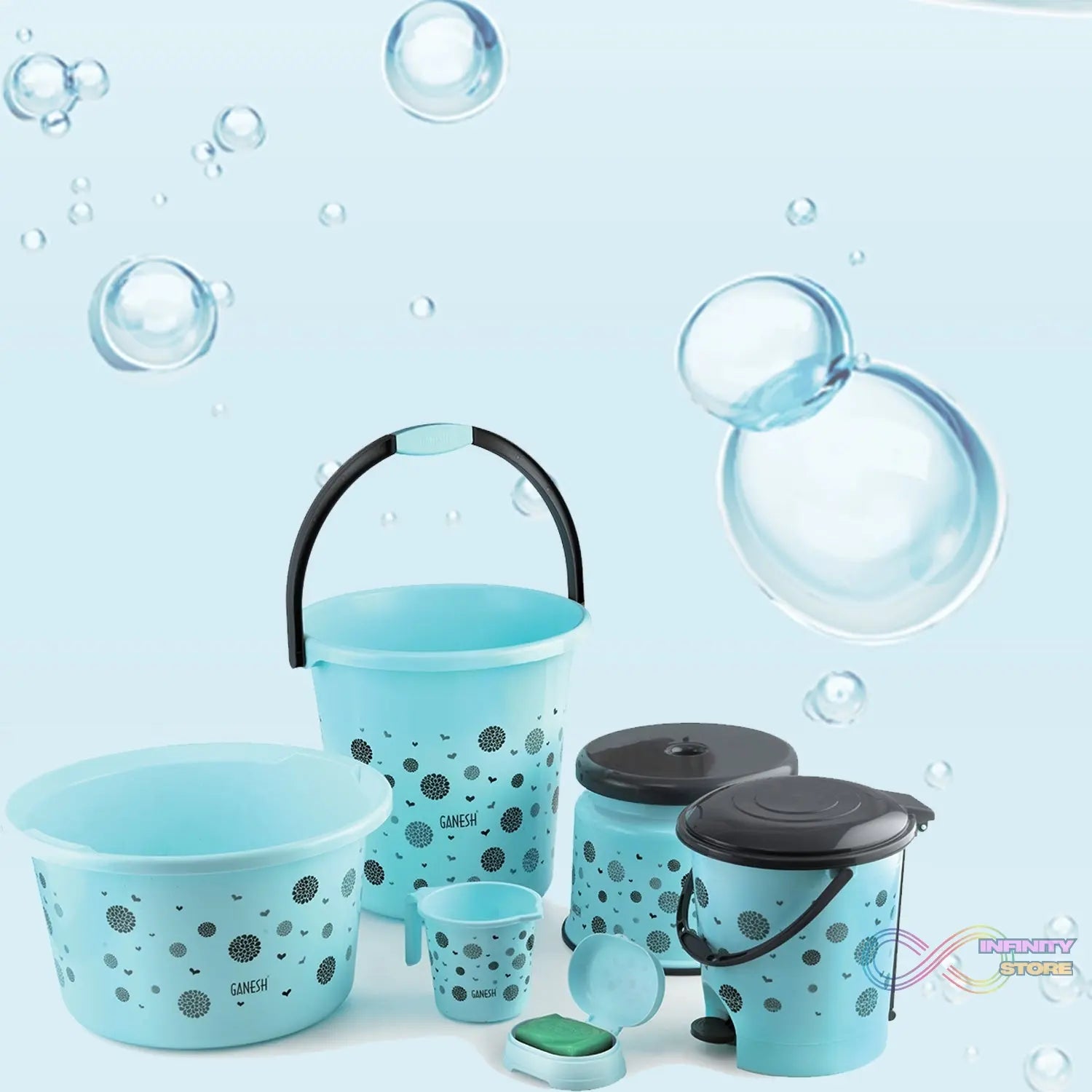 6-piece plastic bathroom accessories set