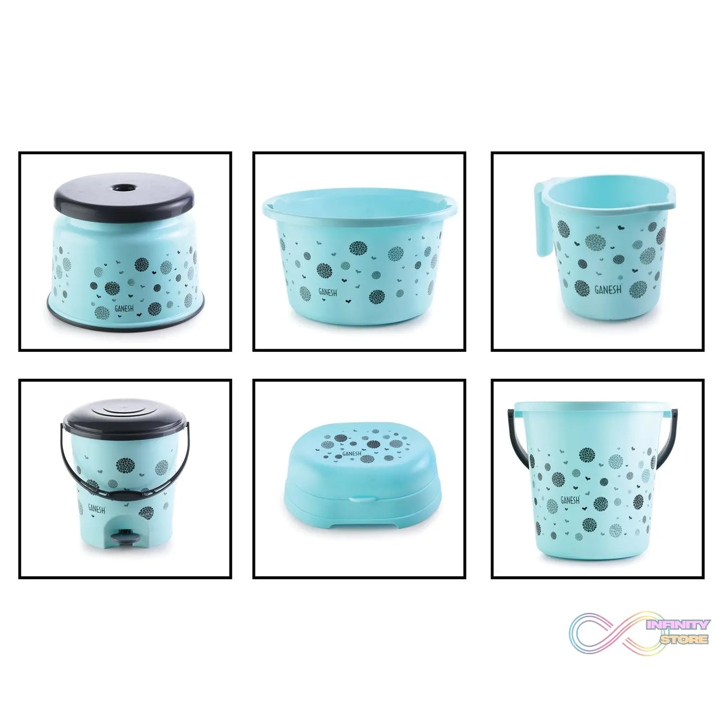 Bathroom bucket and mug set