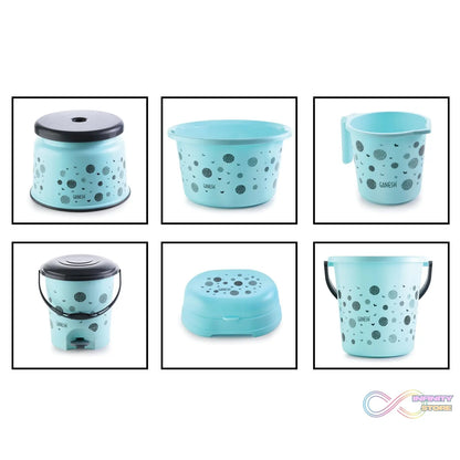 Bathroom bucket and mug set