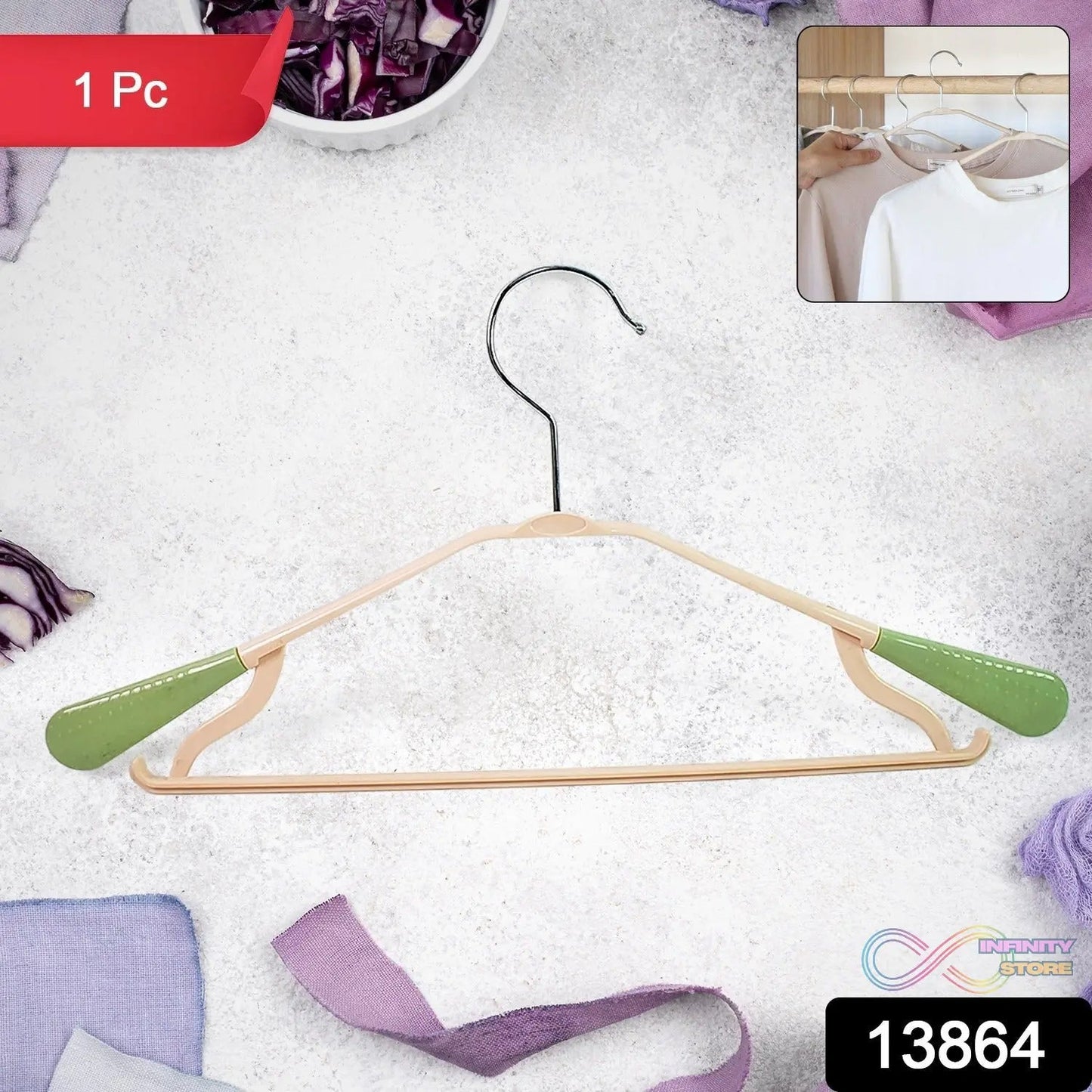 PP Cloth Hanger Set of 1 with Zinc Plated Steel Hook (1 Pc) - infinityexculsivestore.com