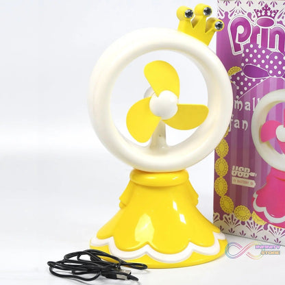 PRINCESS PORTABLE FAN BRIGHT COLOR DESKTOP OFFICE USB & BATTRY OPERATE FAN (Battery Not Include) - infinityexculsivestore.com