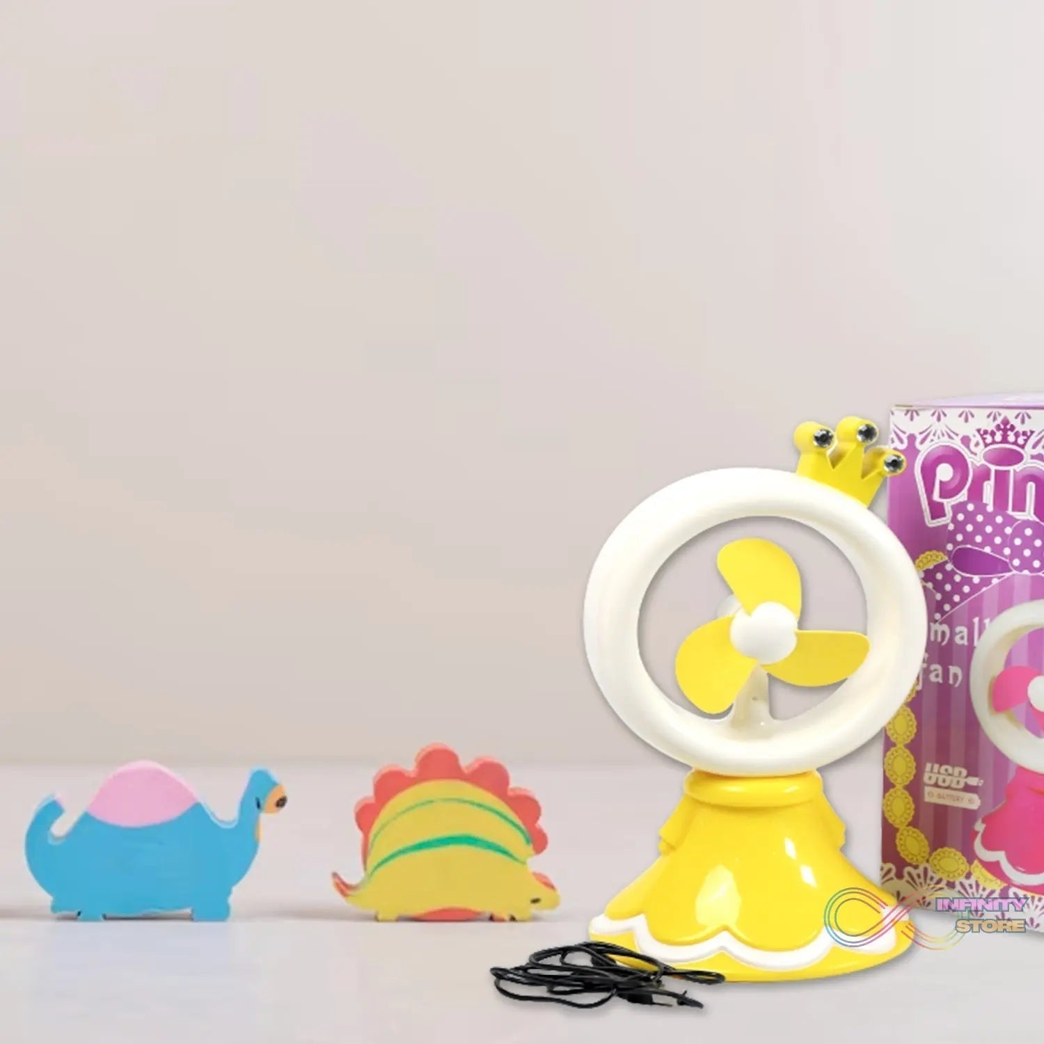 PRINCESS PORTABLE FAN BRIGHT COLOR DESKTOP OFFICE USB & BATTRY OPERATE FAN (Battery Not Include) - infinityexculsivestore.com