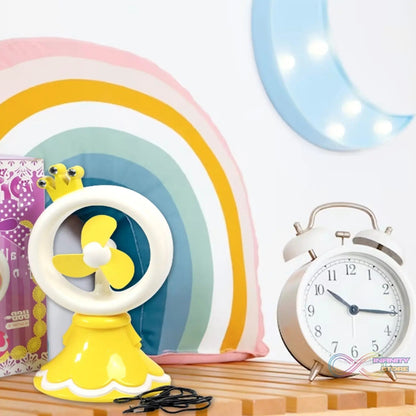 PRINCESS PORTABLE FAN BRIGHT COLOR DESKTOP OFFICE USB & BATTRY OPERATE FAN (Battery Not Include) - infinityexculsivestore.com