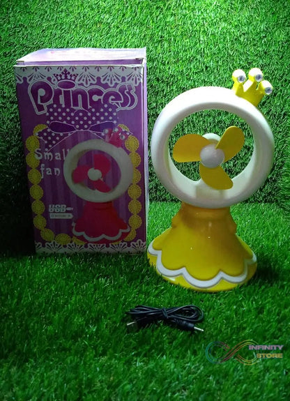 PRINCESS PORTABLE FAN BRIGHT COLOR DESKTOP OFFICE USB & BATTRY OPERATE FAN (Battery Not Include) - infinityexculsivestore.com