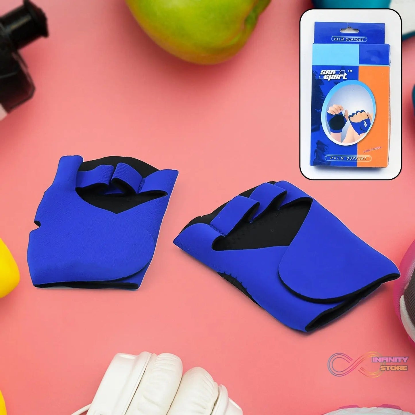 Palm Support Gloves Half Finger Gym Exercise Training Gloves Outdoor (1 Pair / With Color Box) - infinityexculsivestore.com