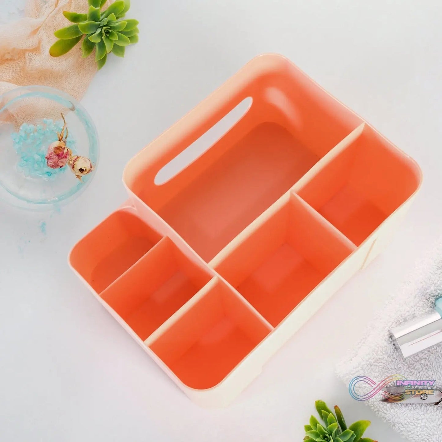 Tissue Paper Storage Holder, Stationery Storage Remote Control, Decorative Pen, Pencil, Napkin, Mobile Phone Multi - Function Desk Storage Organizer for Home and Office (6 Compartment) - infinityexculsivestore.com