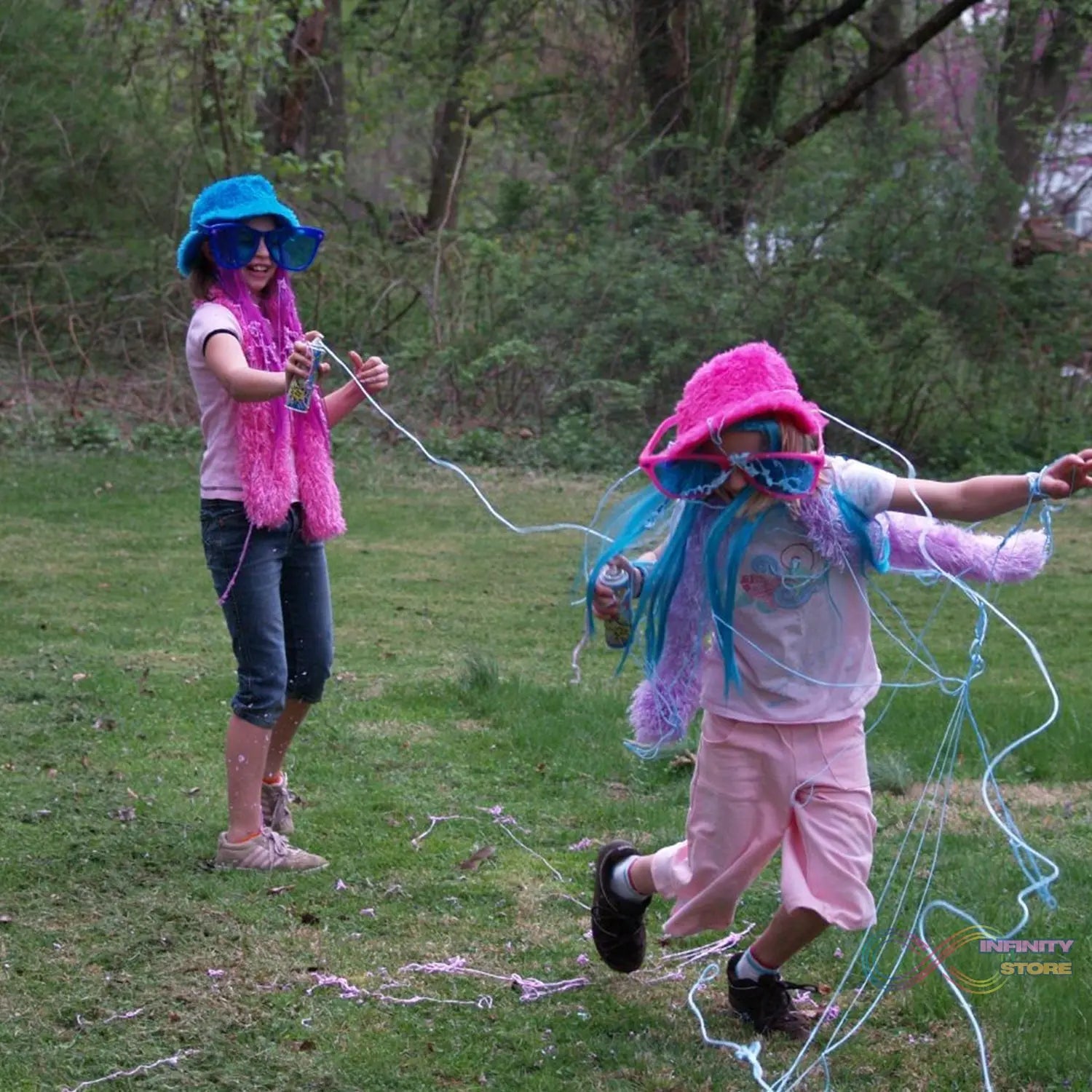 Easy clean-up party ribbon spray for celebrations and events
