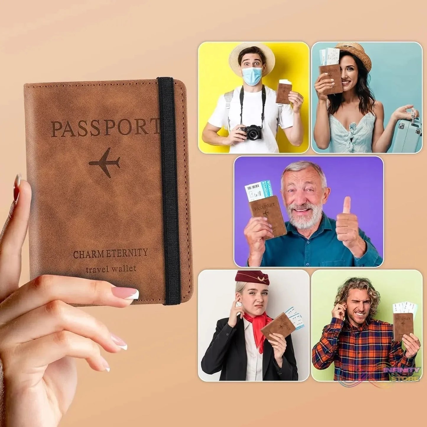 Passport Holder Cover PU Leather Travel Wallet case (1 Pc / 15×11 Cm) - infinityexculsivestore.com