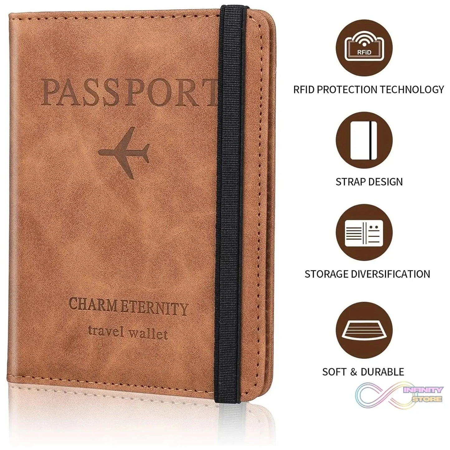Passport Holder Cover PU Leather Travel Wallet case (1 Pc / 15×11 Cm) - infinityexculsivestore.com