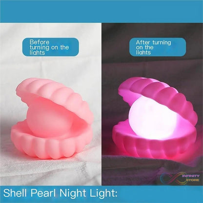 Pearl Shell Night Lamp Decorate Desk Lights Nursery Toy Lamp Led Pearl Shell Night Lights for Bedroom & Home (Small Battery Operated) - infinityexculsivestore.com