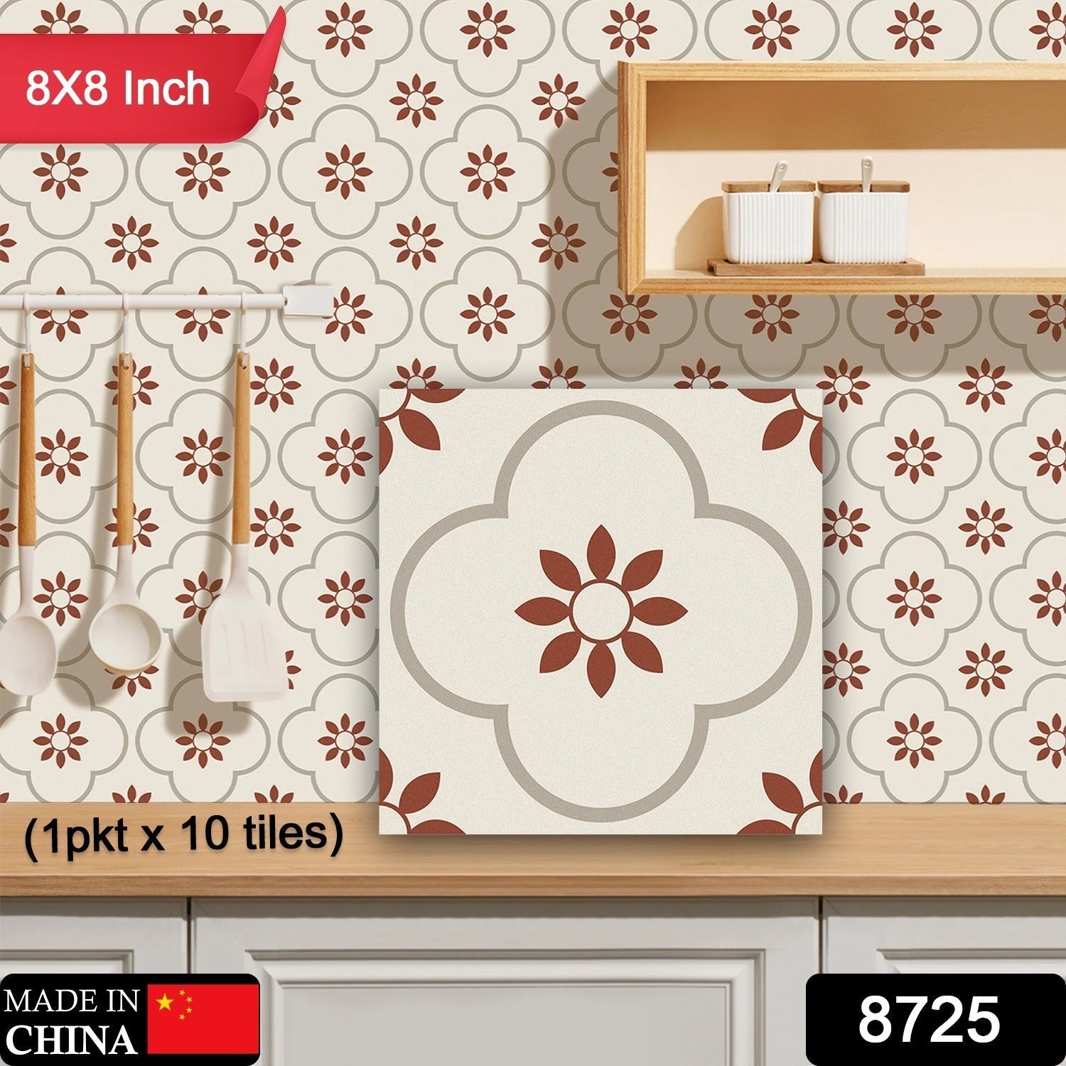Peel and Stick Floor Tiles Kitchen / Bathroom Backsplash Sticker Detachable Waterproof DIY Tile Stickers for Wall Decoration Tiles Home Decoration (8x8 Inch / 10 Pcs Set) - infinityexculsivestore.com